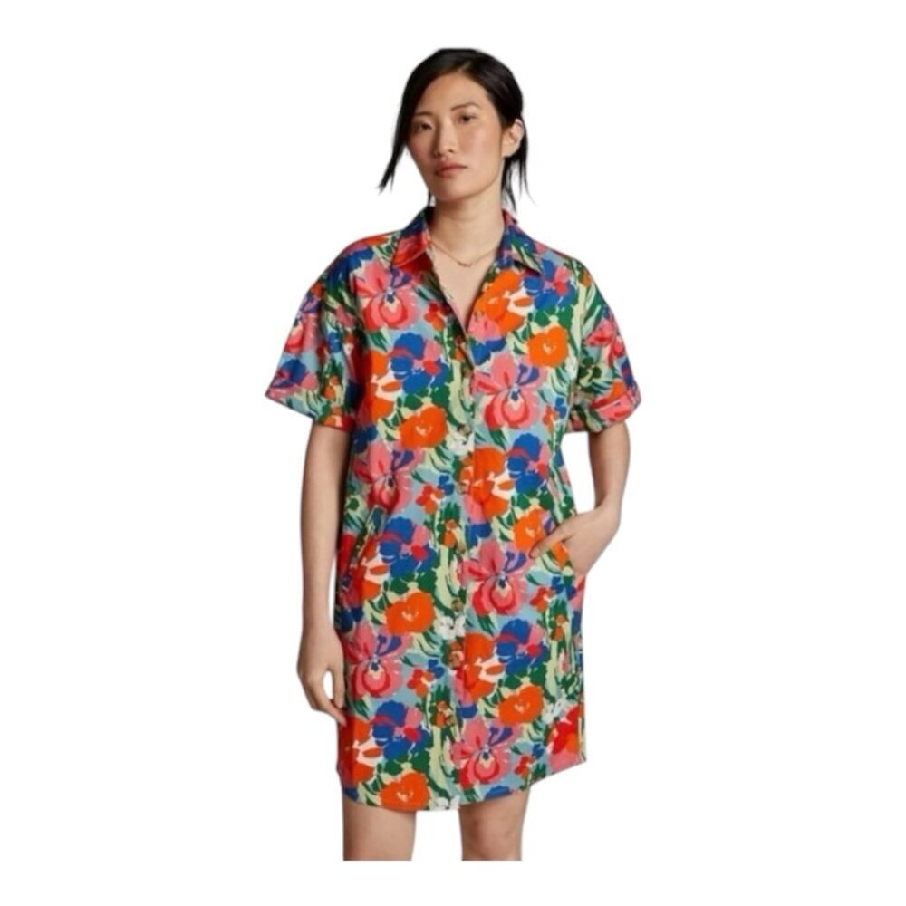 Anthropologie Porridge Women's Petite XS Utility Cotton Printed Casual Dress - Picture 2 of 5
